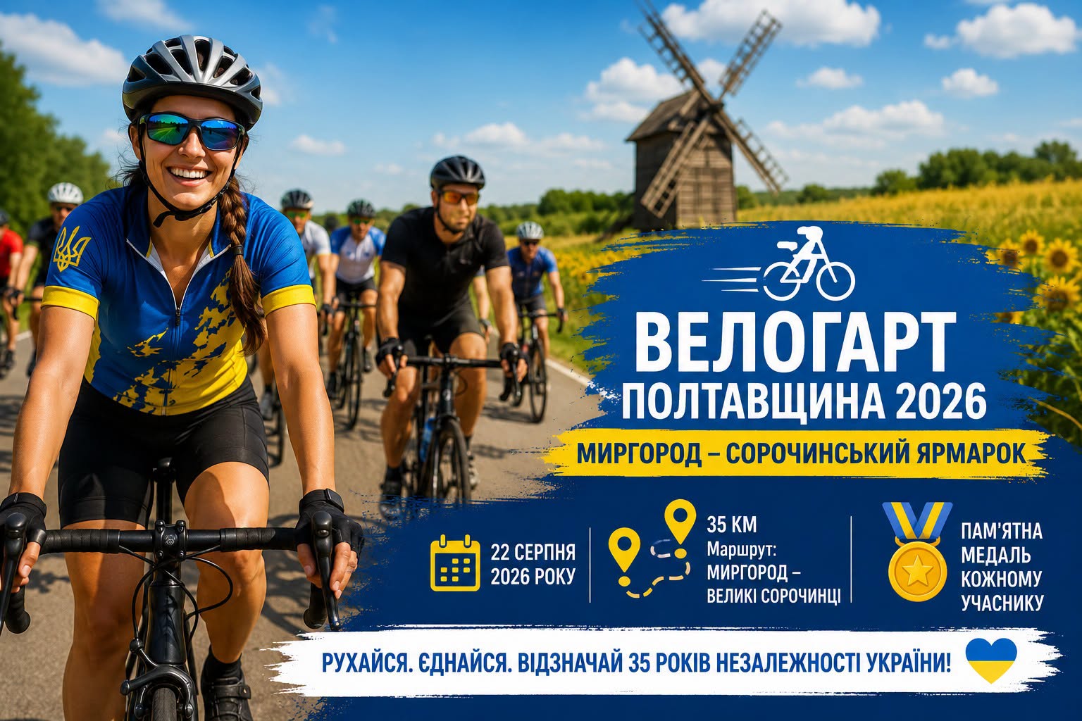 На Миргородщині відбудеться велопробіг «Велогарт Полтавщина 2026: Миргород – Сорочинський ярмарок»